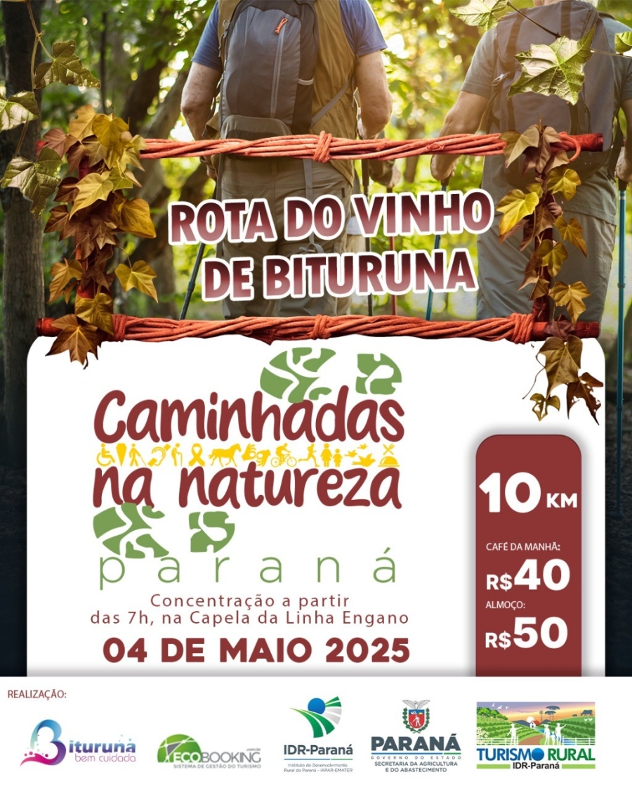 04 de maio: Caminhada na Natureza pela Rota do Vinho em Bituruna